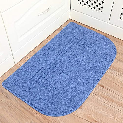 COSYHOMER 39x20 Half Round Kitchen Rug,Non Slip Washable Mat,Blue 1PC | Polypropylene tufted textile,small half circle rug,kitchen sink mat,Kitchen floor mat - color: Blue, size: 1'8" x 3'3" (Semicircular)