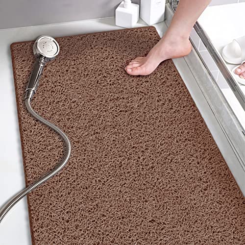 godehone Shower Mats Non Slip Without Suction Cups, PVC Loofah Bathroom Mats, Loofah Mats for Shower and Bathroom, Quick Drying, 15.7× 36 Inch, Brown - color: Brown, size: 36" x 15.7" (Rectangular)