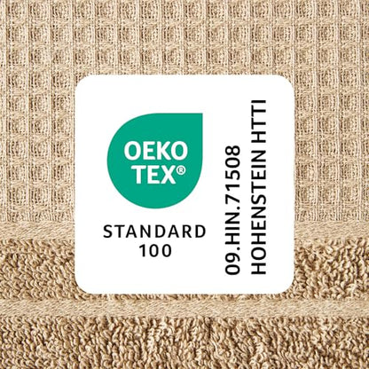 Town & Country Basics 4-Piece Waffle Woven Terry Stripe Washcloth Set, 13x13-Inch, 100% Cotton, Quick Dry, Taupe - color: Taupe