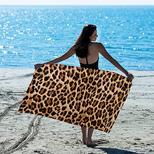 LIVILAN Oversized Leopard Beach Towel Cheetah Blanket for Women Girls, Thin Lightweight Microfiber Sand Free Quick Dry Towel, 30”X60” Pool Bath Yoga Shower Cheetah Gifts - color: Yellow Leopard Beach Towel, size: 60.00" x 30.00"