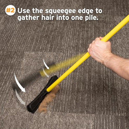 FURemover Pet Hair Removal Rubber Broom, 61" Telescopic Handle | Multi-Surface Rubber Broom with Built in Squeegee Edge, Sweeps up Fur, Hair, and Debris on Tile, Wood, Vinyl, and Carpet - size: 61" Telescopic Handle