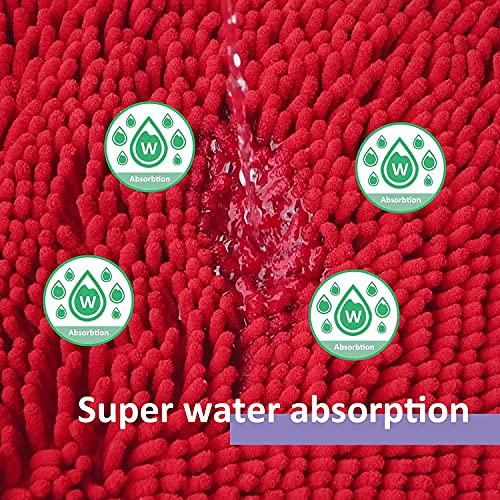 RUN HELIX Bathroom Rugs, Chenille Bath Mat, Non-Slip, Machine Washable Bath Rugs - Ultra Soft Bath Mats, Dries Quickly, Bathroom Rug Set of 2 Red Batroom Mats Set-32x20+24x16 Inch Christmas Rug - color: Red