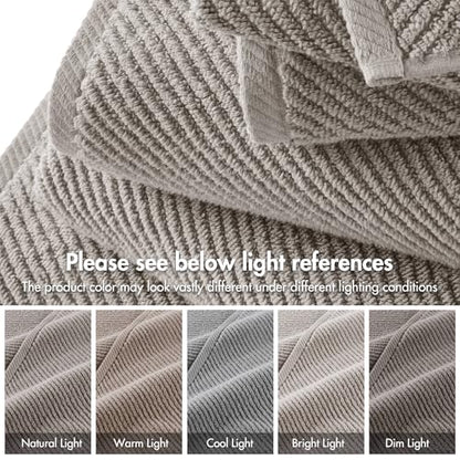 Madison Park 100% Zero Twist Cotton 4 Piece Bathroom Bath Towels, Grey | 30" x 56" Large Shower Towels, 500 GSM Diagonal Ribbed, Soft, Quick Dry, Highly Absorbent, Durable, Modern, OEKO TEX - color: Grey, size: 4 Piece Bath Towel Set
