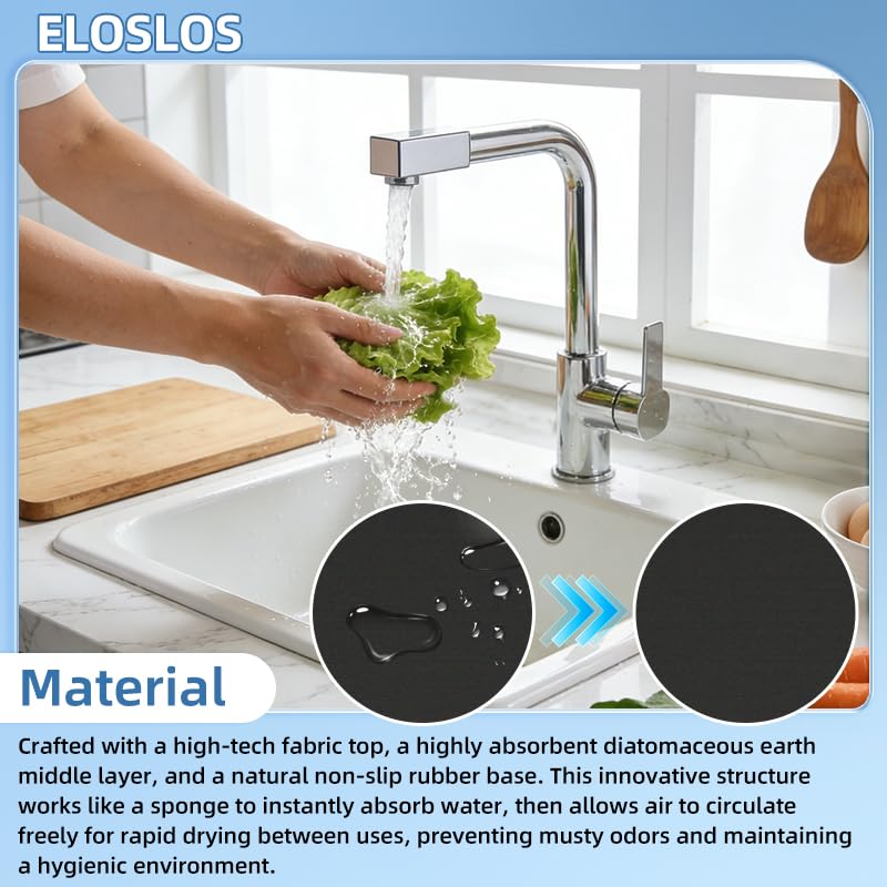 30"L x 5.5"W Customizable Sink Faucet Mat for Kitchen Sink 2&3 Holes, Black | DIY Cut for Oval/Rectangle/Square Faucets, Extra Long Coverage, For Splashes & Drips - style: 1 Pcs Black
