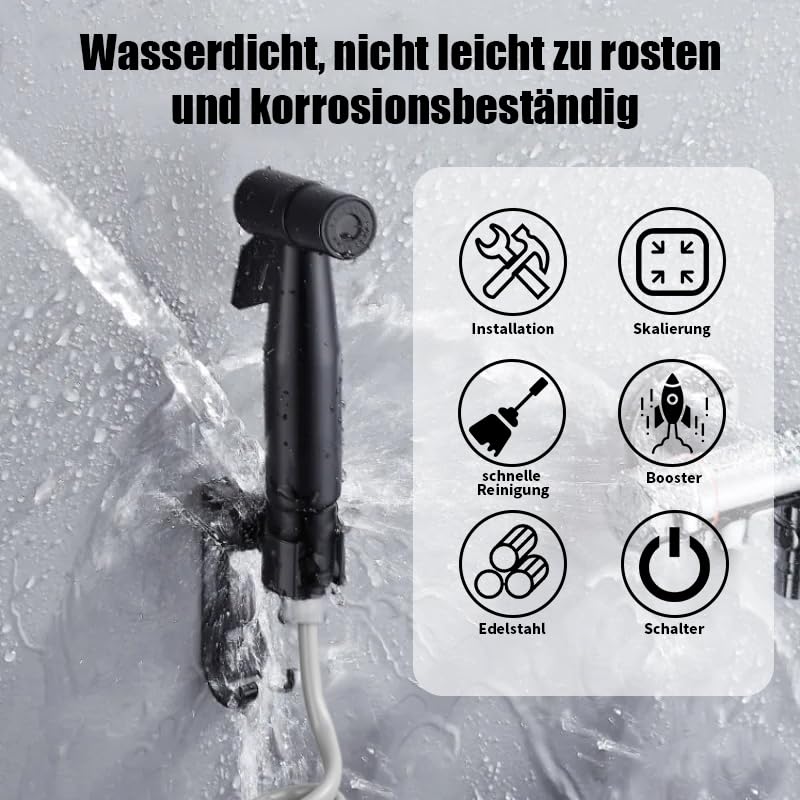 Handheld Bidet Sprayer for Toilet, Stainless Steel Bidet Head for Cloth Diaper, Pet Shower, Personal Hygiene Cleaning, G1/2 Hose Connectors (Black) - color: Black Sprayer Head