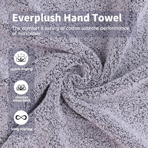Everplush 4-Piece Premium Hand Towel Sets: Super-Soft, Highly Absorbent & Quick Drying Bathroom Towels – Versatile for Hotel, Bathroom, Shower, Spa, 16x30 Inches(Grey, 16" x 30") - color: Grey