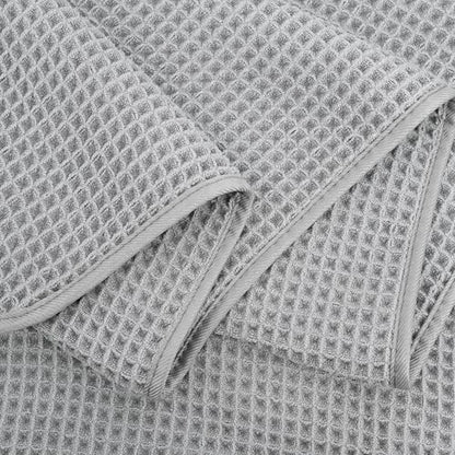 POLYTE 430 GSM Poly Blend Microfiber Waffle Bath Sheet XL Set, 35x70 in | 2 Pack, Oversize, Lint Free, Quick Dry - color: Light Gray, size: 35 x 70 in