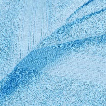 BOUTIQUO 6 Pack Cotton Towel Set, Contains 2 Bath Towels 27x54 inch, 2 Hand Towels 16x24 inch & 2 Wash Coths 12x12 inch, Ideal Everyday use, Ultra Soft Compact & Lightweight - Sky Blue - color: Sky Blue, size: 6 Piece Towel Set
