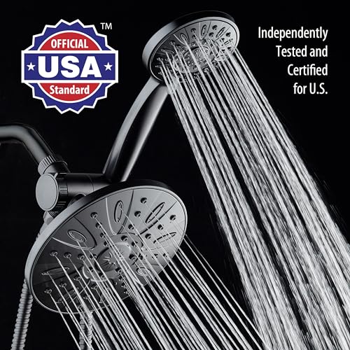 AquaDance 7" Premium High Pressure 3-way Rain & Handheld Shower Head Combo | Enjoy Luxury 7-inch Showerhead & 6-mode Hand Shower Separately or Together! Premium Stainless Steel Hose - Black - color: Matte Black, size: 2.5 Gallons Per Minute