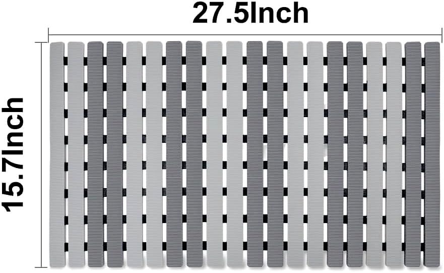 BEMISO Shower Mat Non Slip Bathtub Mat with Suction Cups and Drain Holes 27.5 x15.7 Inch Bath Mat for Tub & Shower.Easy Dry,Easy to Cut,Eco-Friendly - color: Dark Grey Light Grey, size: 27.5 x 15.7 inches