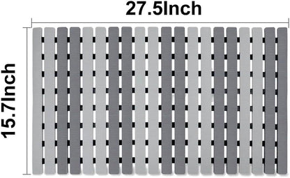 BEMISO Shower Mat Non Slip Bathtub Mat with Suction Cups and Drain Holes 27.5 x15.7 Inch Bath Mat for Tub & Shower.Easy Dry,Easy to Cut,Eco-Friendly - color: Dark Grey Light Grey, size: 27.5 x 15.7 inches