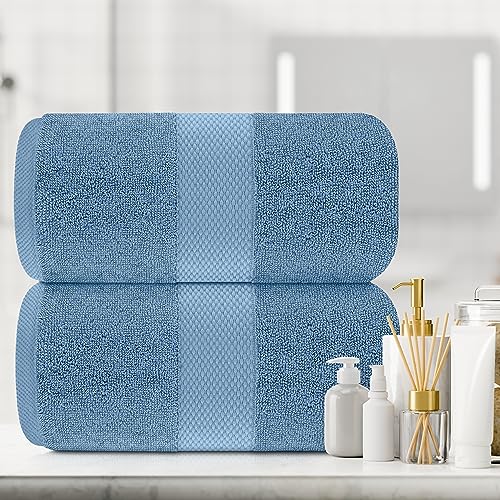 White Classic Luxury Soft Bath Sheet Towels - 650 GSM Cotton Luxury Bath Towels Extra Large 35x70 | Highly Absorbent and Quick Dry | Hotel Quality Extra Large Bath Towels Oversized, Light Blue, 2 Pack - color: 14: Light Blue