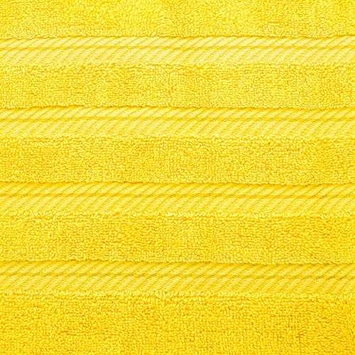 American Soft Linen 100% Carde Cotton 6 Piece Towel Set, 590 GSM Heavy Weight Soft Absorbent Turkish Towels for Bathroom, Sun Yellow - color: Yellow