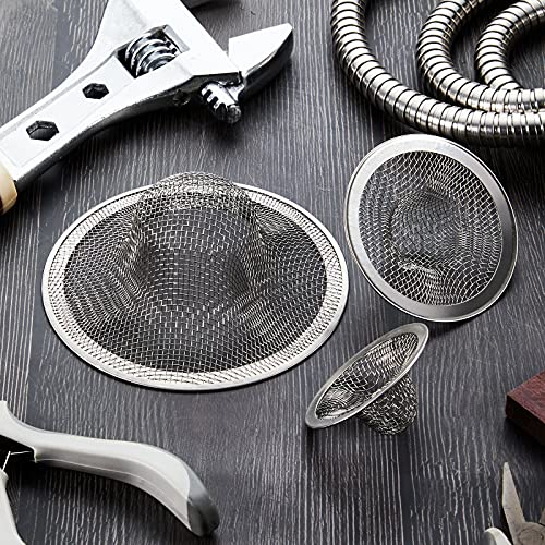 12 Pieces Stainless Steel Sink Strainer Drain Strainer with 4.5/2.75/2.25 Inch for Sink Drainage Kitchen Bathroom Bathtub Drain Screen