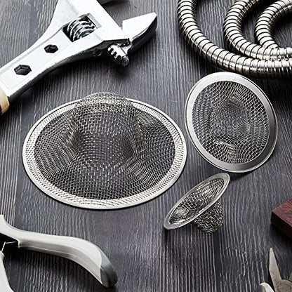 12 Pieces Stainless Steel Sink Strainer Drain Strainer with 4.5/2.75/2.25 Inch for Sink Drainage Kitchen Bathroom Bathtub Drain Screen