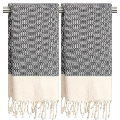 cabanana Hand Towels for Bathroom - 2-Pack,16x40 Inch-100% Cotton,Turkish Bathroom Hand Towels,Super Absorbent & Quick-Dry Soft for Bath, Kitchen, Spa, Face, Hair, Dishcloth (Quarry) - color: Z Diamond Quarry 16x43