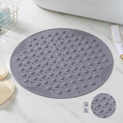 Shower Mat Anti-Slip 21.6'' Round Bathtub Mat with Suction Cups Machine Washable Shower Bath Mat - color: Grey