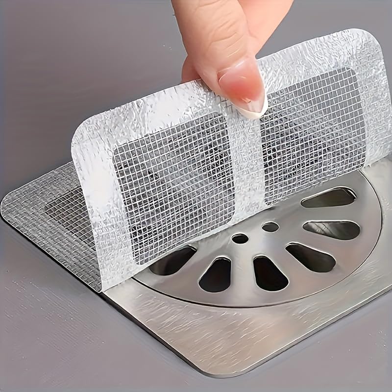 20 PCS Disposable Shower Drain Hair Catcher Mesh Stickers, Disposable Floor Drain Sticker, Bathroom Drain Trap Fine Mesh Kitchen Drain Strainer, Laundry, Bathtub, Kitchen.