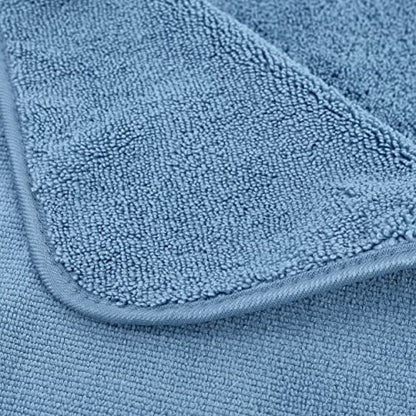 POLYTE 410 GSM Poly Blend Microfiber Bath Sheet Extra Large Set, 35x70 in | 2 Pack, Oversize, Lint Free, Quick Dry - color: Blue