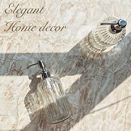 JASAI 18 Oz Clear Glass Soap Dispenser with Rust Proof Stainless Steel Pump, Refillable Liquid Hand soap Dispenser for Bathroom, Premium Kitchen Soap Dispenser (Clear). - color: Clear, size: 1 Pack
