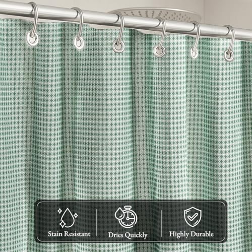 LANE LINEN Premium Shower Curtain - 72 x 72 inches Standard Sized - Spa Inspired Waffle Weave Fabric, Water Repellent, Quick Dry - Easy Care, Machine Washable - Header with Metal Grommets - Sage Green - color: 03: Waffle - Sage Green, size: 72"W x 72"L (P
