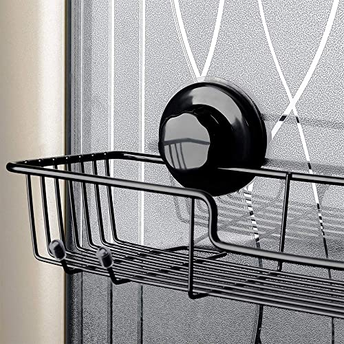 SANNO Suction Cup Shower Caddy Bathroom Caddies Storage Combo Organizer, No Damage Suction Cup,Rustproof Wire Basket for Kitchen Bathroom, Black,pack of 2 - color: black