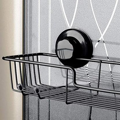 SANNO Suction Cup Shower Caddy Bathroom Caddies Storage Combo Organizer, No Damage Suction Cup,Rustproof Wire Basket for Kitchen Bathroom, Black,pack of 2 - color: black