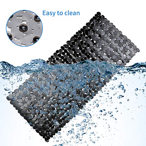 SONGZIMING Non-Slip Pebble Bathtub Mat Black 16 W x 35 L Inches (for Smooth/Non-Textured Tubs Only) Safe Shower Mat with Drain Holes, Suction Cups for Bathroom - color: Black