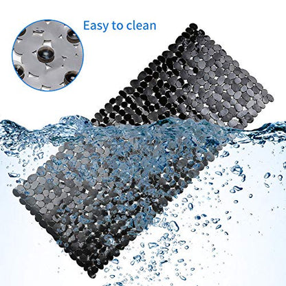 SONGZIMING Non-Slip Pebble Bathtub Mat Black 16 W x 35 L Inches (for Smooth/Non-Textured Tubs Only) Safe Shower Mat with Drain Holes, Suction Cups for Bathroom - color: Black