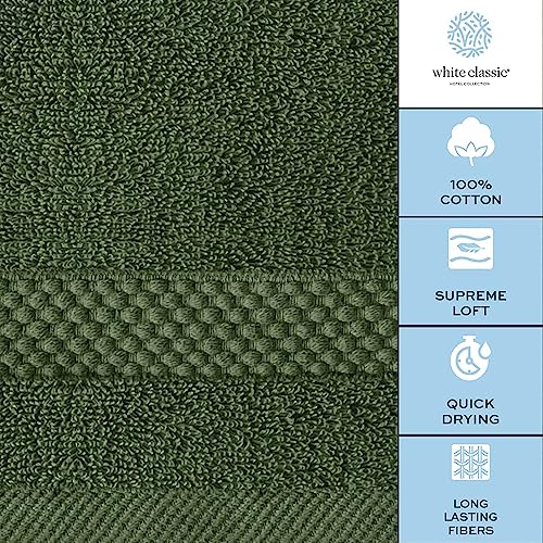 White Classic Luxury Cotton Washcloths 13x13 Inch - 650 GSM Turkish Cotton | Hotel, Spa, Bathroom Face Towel | 12 Pack, Forest Green - color: 11: Forest Green