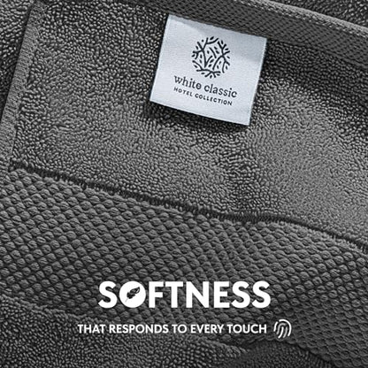 White Classic Luxury Cotton Washcloths 13x13 Inch - 650 GSM Turkish Cotton | Hotel, Spa, Bathroom Face Towel | 12 Pack, Dark Gray - color: 03: Dark Gray