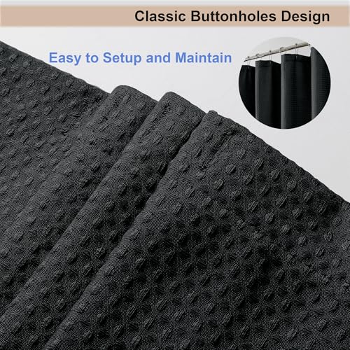 Black Shower Curtain, Waffle Weave Heavy Fabric Shower Curtain for Bathroom, Waterproof Thick Textured 420G/M Soft Elegant Luxury Hotel Spa Bath Curtains, Machine Washable, Black, 72W x 72L - color: Black, size: 72"W x 72"L (Pack of 1)