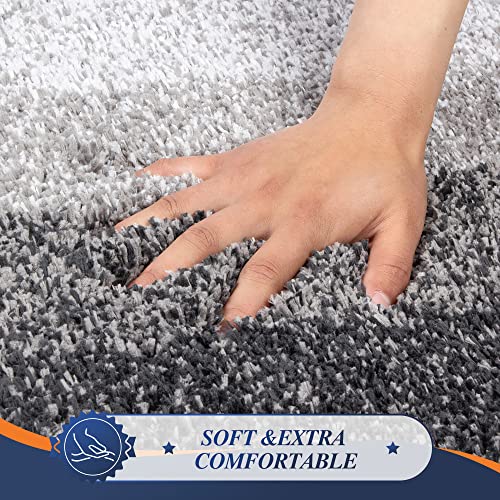 Walensee Non Slip Bath Mat (16 x 24, Ombre Grey) - Soft Microfiber Shaggy Mat, Machine Washable, Thick Plush for Shower - color: Ombre Grey, size: 16" x 24" Rectangular