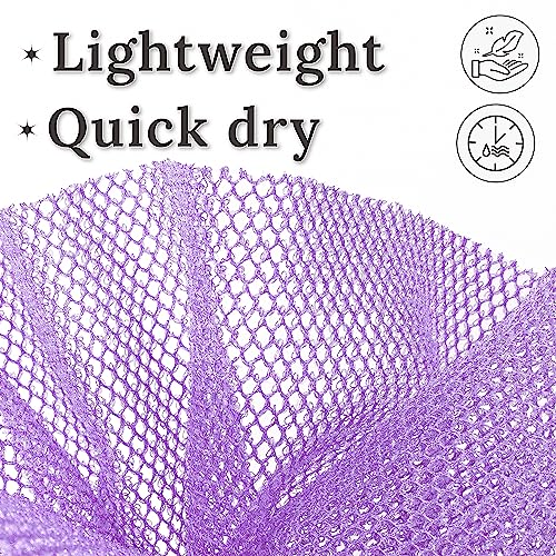 myHomeBody African Net Sponge, African Bath Sponge, Body Exfoliator Scrubber, Bath Washcloths, Exfoliating Net, Shower Back Scrubber, Set of 3, Dark Blue, Purple, Black