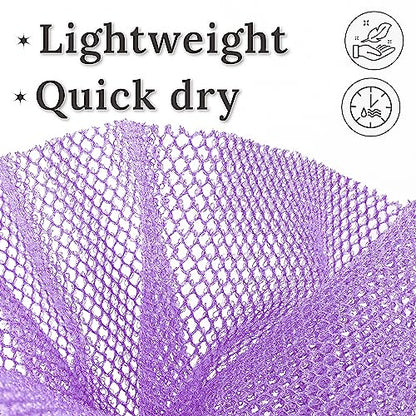 myHomeBody African Net Sponge, African Bath Sponge, Body Exfoliator Scrubber, Bath Washcloths, Exfoliating Net, Shower Back Scrubber, Set of 3, Dark Blue, Purple, Black