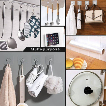 ZESLMG Adhesive Wall Hooks for Hanging, 48 Pack Self Sticky Hooks Heavy Duty 22lb Clear, Removable Shower Hook No Damage for Towel Key Coat Wreath Picture Outdoor Ceiling Bathroom Kitchen, Waterproof - size: 48 Medium Hook