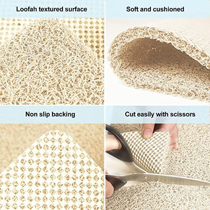 SONGZIMING Shower Mat Non Slip Without Suction Cup, 32x17 Inch PVC Loofah Shower, Bath, Tub Mat with Drain for Textured Surface, Quick Drying (Beige) - color: Beige, size: 32" x 17" (Rectangular)
