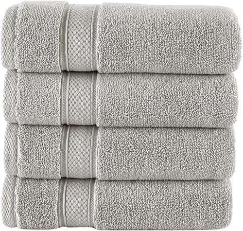 NOVA Luxury Linen - Hotel Quality Turkish Towel Set for Bathroom (4 Pcs Washcloth Set, Mirage Grey) - color: Miragegrey