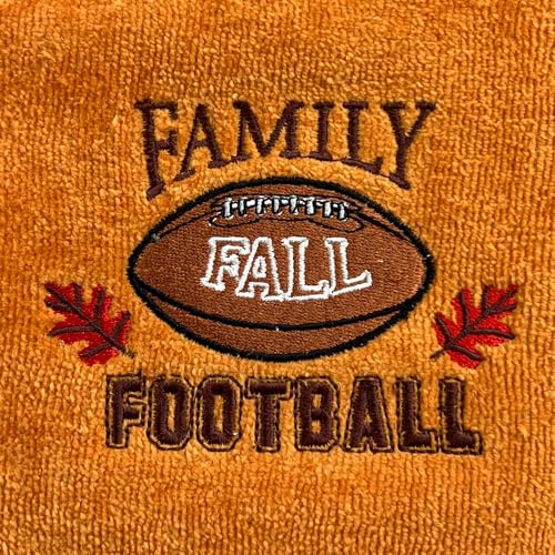 Serafina Home Fall Kitchen Bathroom Hand Football Towels, 16 x 25 inches, Set of 2, Plush Soft Rust Orange Family Football Design,100% Cotton, 16" x 25" Inches, Oeko-TEX Certified - color: Family Football