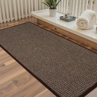 Long Bathroom Rugs Runner Bathroom Mat Quick Dry | Machine Washable Bathroom Rugs Ultra Thin Door Mat, 17" x 47" - color: Black Brown, size: Runner(17"x47")