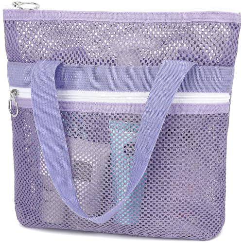 GYEUKHAM Portable Mesh Shower Caddy with 2 Zipper Pockets & Dual Handles, Quick-Drying Hanging Shower Tote for College Dorm, Gym, Travel & Camping, Purple - color: Small-Purple-1 Pack