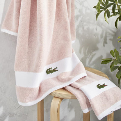 Lacoste Sport Stripe 6-Piece Luxury Cotton Towel Set – Made with 100% Soft Supima Cotton, Absorbent & Quick-Drying, Includes 2 Bath Towels, 2 Hand Towels, 2 Washcloths, Light Pink - color: Light Pink