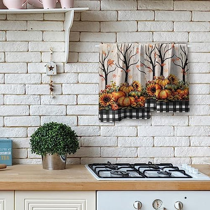 Giwawa Autumn Pumpkin Hand Towels Buffalo Check Bathroom Towel Set of 2 Kitchen Dish Towel Soft Small Bath Guest Towel for Hotel Spa Gym Sport - color: Autumn Pumpkin