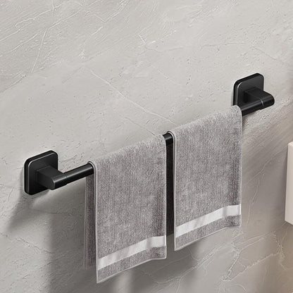 1pc Contemporary Black Metal Towel Bar Rack that Adheres Without Drilling, Featuring a Hand Towel Hook, Suitable for Storing Towels in The Bathroom and Kitchen
