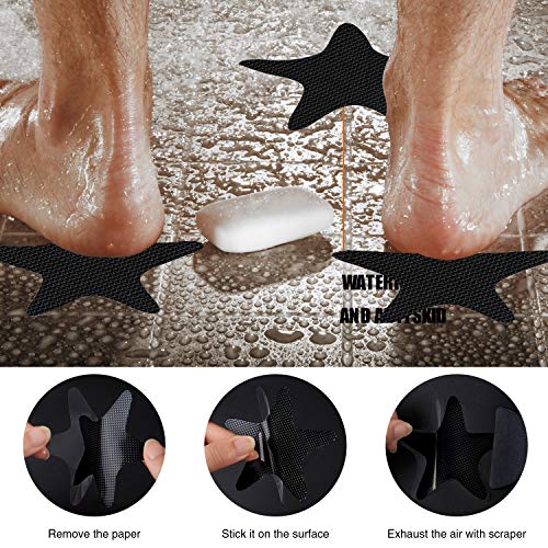 Secopad Anti Slip Shower Stickers, 24 PCS Safety Bathtub Sticker Adhesive Decals with Premium Scraper (Black) - color: Black