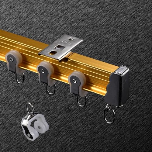 Flexible Aluminum Ceiling Curtain Rail 3.3ft-13.1ft Bendable Ceiling Track, Ceiling/Wall Mount Curtain Rail System For Curved Shower Curtain, RV, Strong And Durable ( Color : Gold Ceiling Mount , Size - color: Gold Ceiling Mount, size: 5.6ft