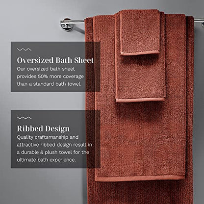 Luxury Performance 4-Piece Hand Towel Set | Patented Quick-Dry Tech | Ultra Soft | 16" W x 30" L | Clay - color: Clay, size: 4 Hand Towels