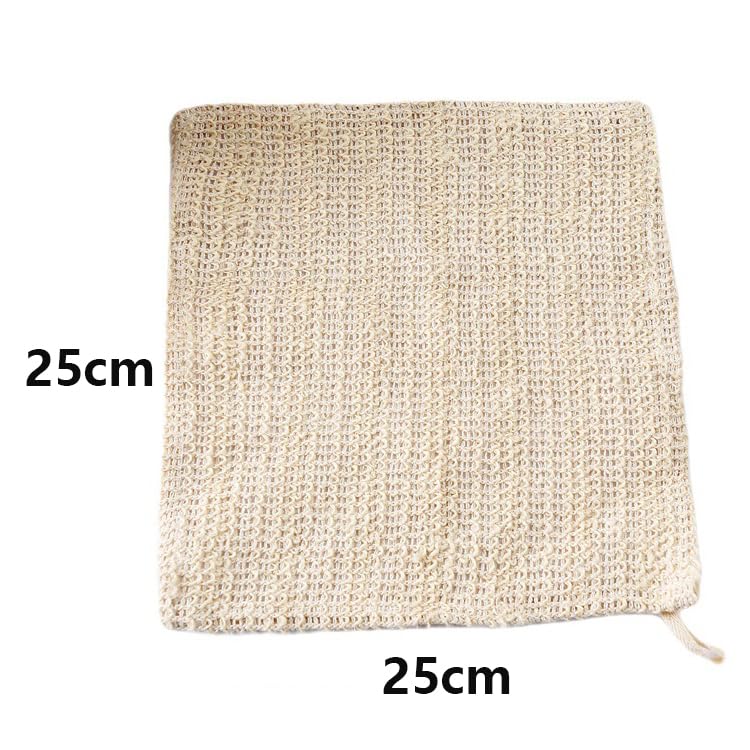2 Pack Cotton Linen Body Exfoliating Washcloths, 25 x 25cm Bath Body Scrub Foaming Square Towel Cloth.