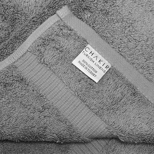 Chakir Turkish Linens 4 Piece Hand Towels, 100% Cotton Turkish Towels for Bathroom, Luxury Soft Absorbent Hand Towel Set, 16 x 30 Inches, Gray - color: Gray