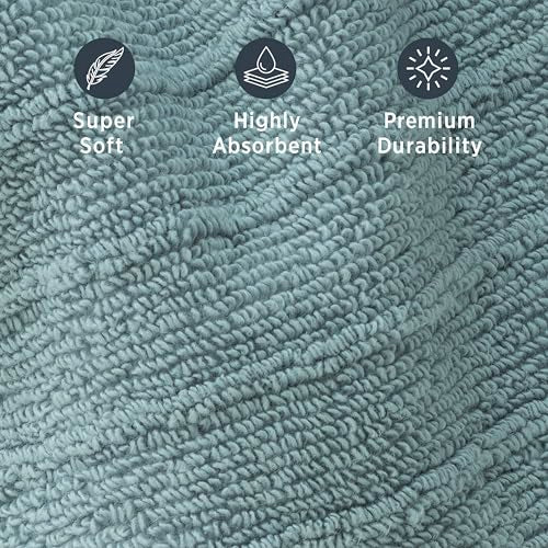Welhome James 100% Cotton Textured Stripe 4 Pack Bath Towels - Soft & Absorbent Bath Towel Set, Mineral - color: Mineral, size: 4 Piece Bath Towel